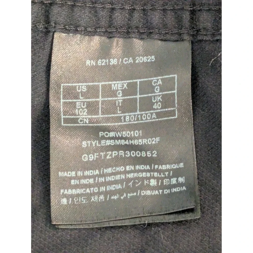 Guess Men's Military Utility Button Up Shirt Black Large Epaulets Cotton